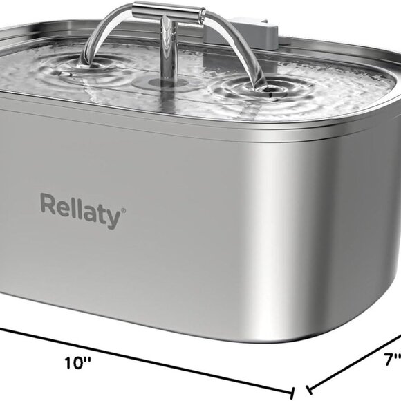 Stainless Steel Cat Water Fountain 108oz Pet Drinking Dispenser with 8 Filters - Picture 8 of 8